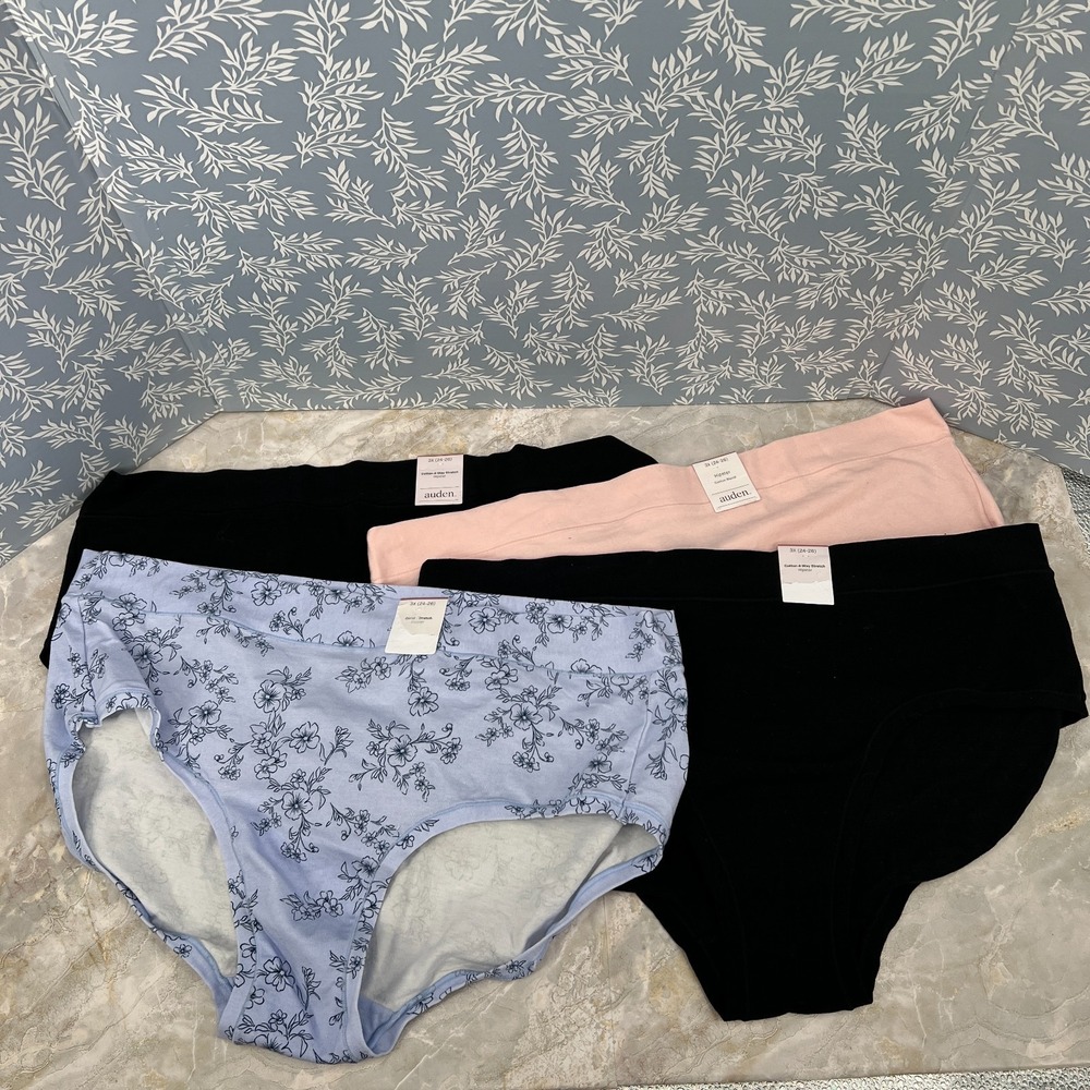 NEW Auden cotton 4-way stretch hipster underwear floral blend panties pink 3X